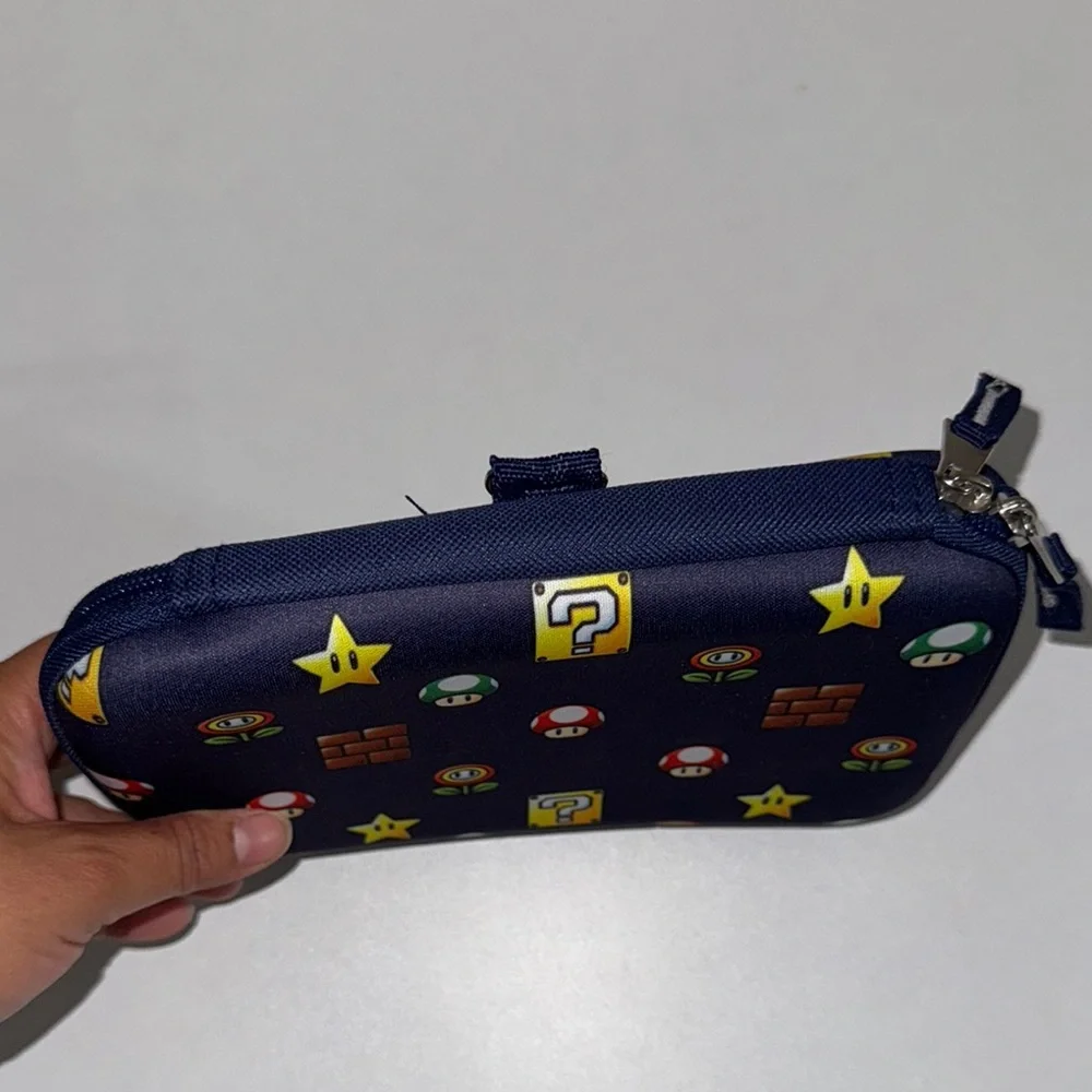 Nintendo Super Mario Bros Blue Pencil Game Gadget Puff Clip Zip Case